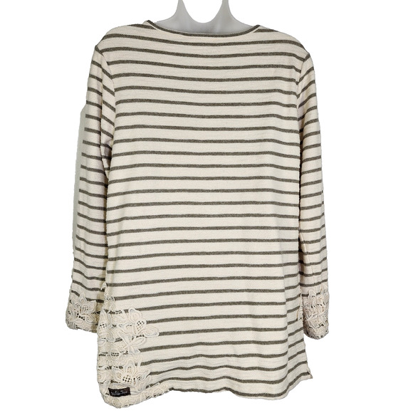 Matilda Jane Womens Classic With A Twist Top Medium Boho Cream Stripe Crochet - Picture 2 of 11